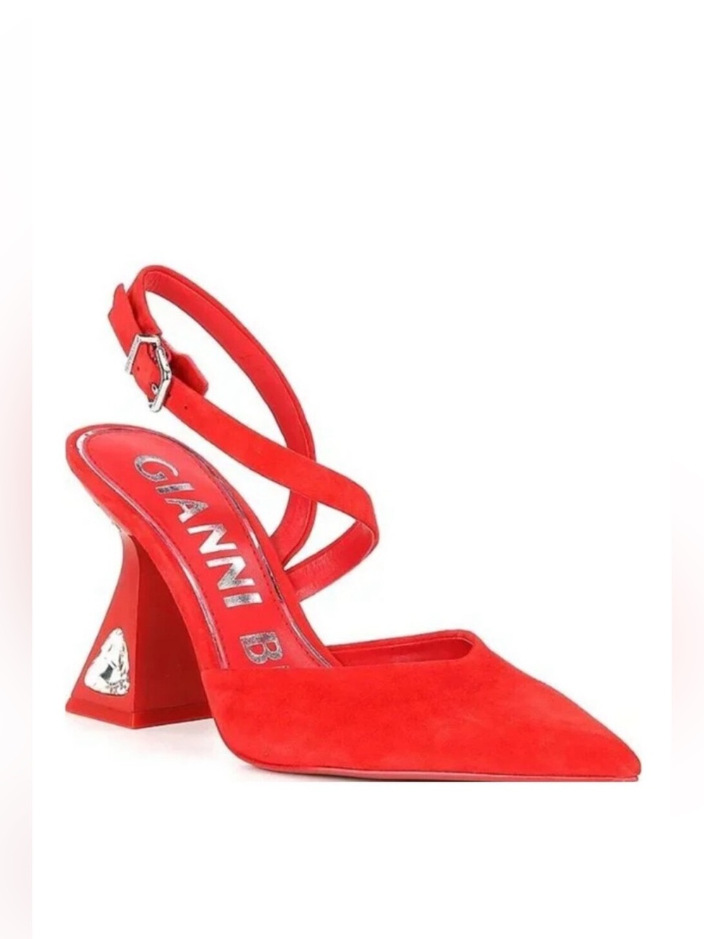 Gianni‎ Bini Tallia Red Suede Asymmetrical Jewel Embellished Pumps NEW - Picture 12 of 12